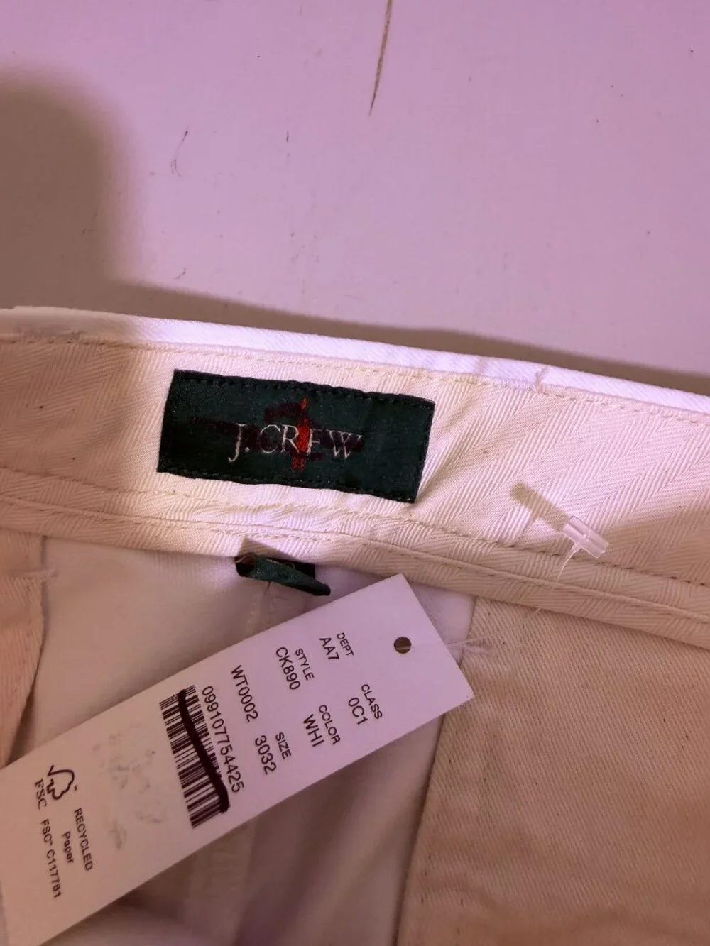 J.Crew Men's Straight Fit Stretch Chino Pants 30x32 White NWT CK890